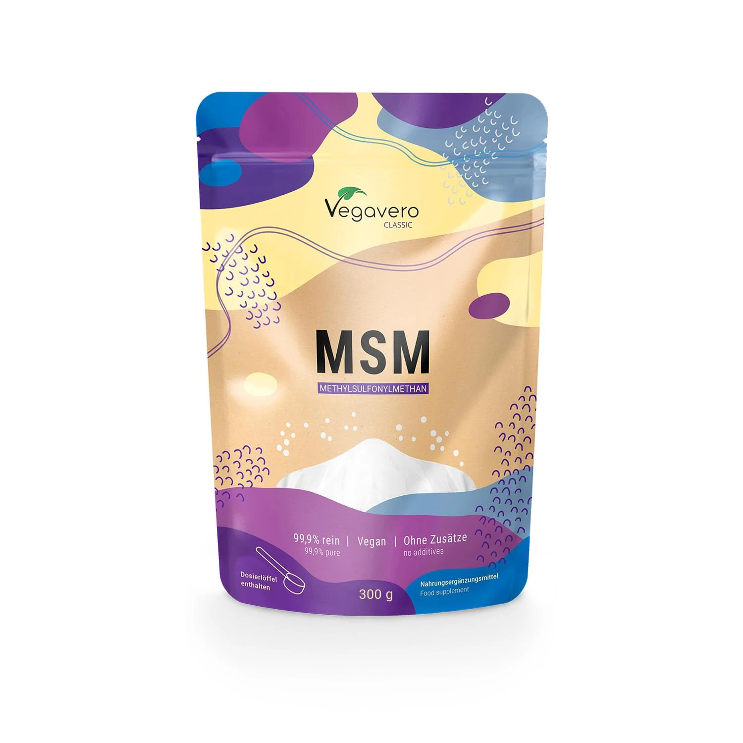 Vegavero Pure MSM Powder 300 gr | Bag | Distilled Organic Sulphur | NO Additives & Non-GMO | Lab-Tested | 1000 g Per Day | Vegan