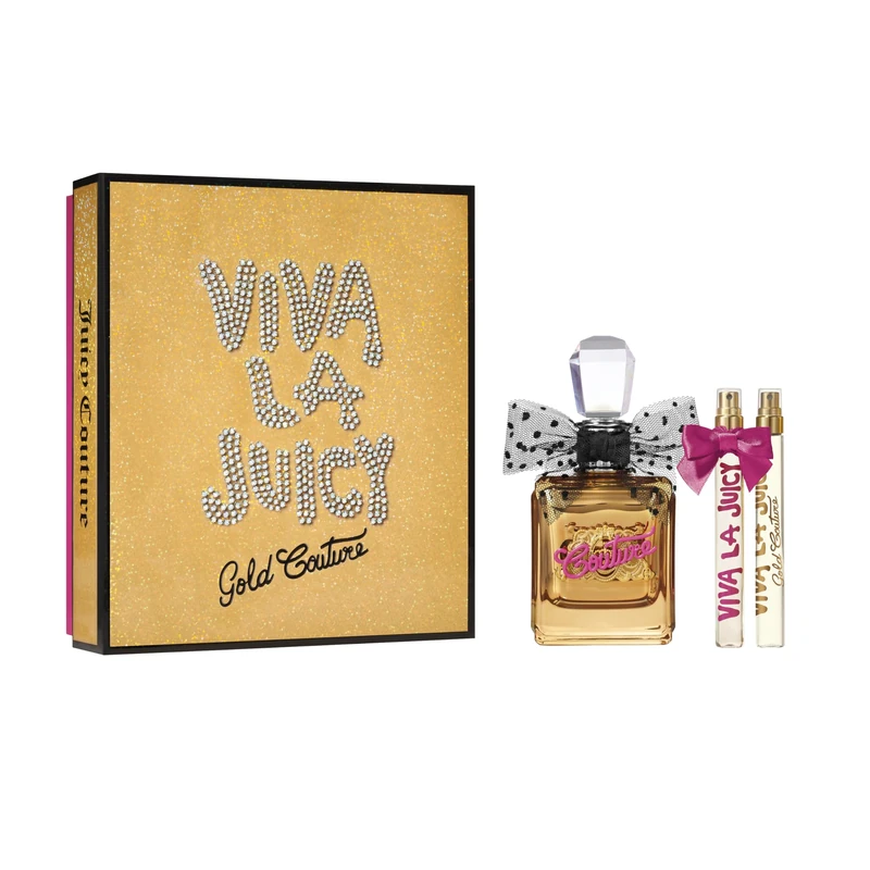 Juicy Couture VIVA LA JUICY GOLD COUTURE Eau de Parfum 100ml, 3-piece Fragrance Gift Set, floral oriental gourmand perfume, luxury fragrance gifting for Women