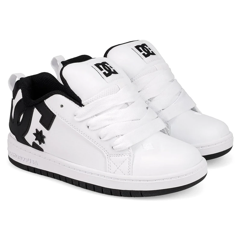 Dcshoes Court Graffik Leather Shoes Trainers, White Black, 2 UK
