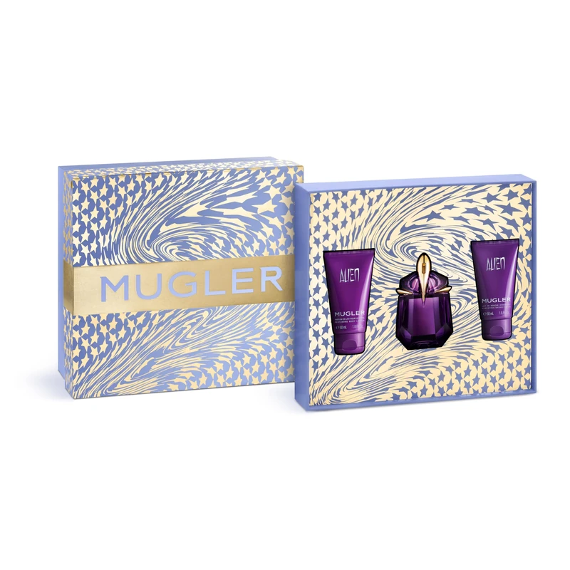 Mugler Alien Eau de Parfum Gift Set, Sensual Floral Ambery Woody Fragrance for Women, Infused with Radiant Jasmine Sambac, Cashmere Wood and White Amber, Includes 30ml Perfume, 50ml Lotion, 50ml Gel