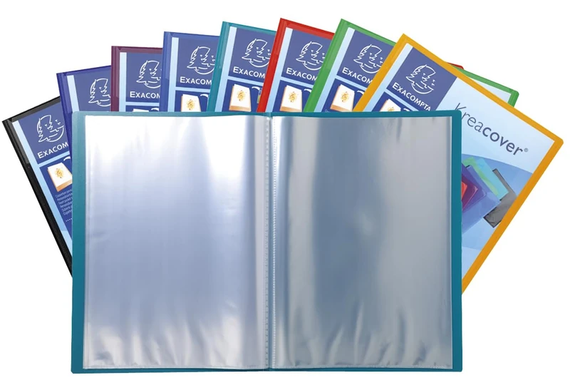 Exacompta - Ref 5720E - Box of 20 Kreacover Chromaline Document Wallets - 20 Smooth Crystal Sleeves - 40 Pages - for A4 - Size: 24 x 32 cm - Semi-Rigid Polypropylene Cover - Image 1