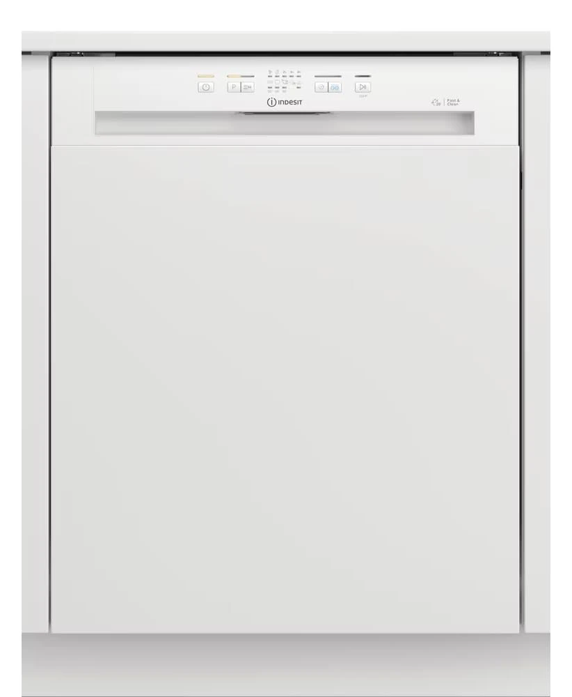 Indesit Push&Go I3B L626 UK Semi-Integrated Dishwasher, Full Size, 13 Place Settings, White, A Rated, Eco-Friendly, Easy Installation