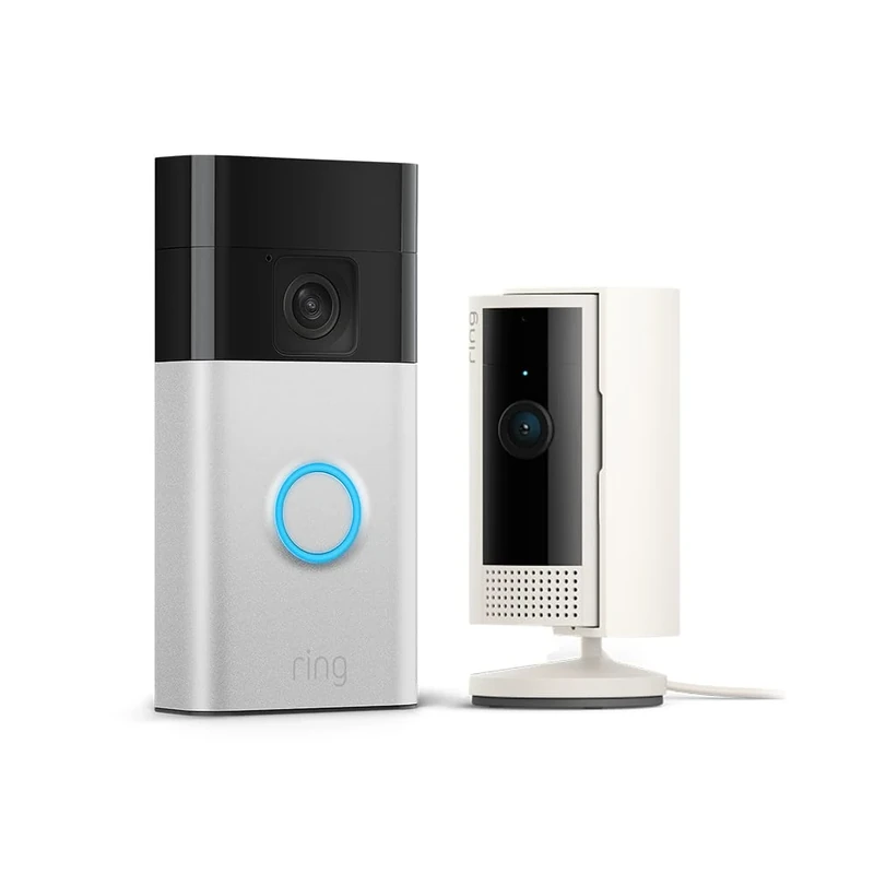 Ring Battery Video Doorbell (Satin Nickle) + Ring Indoor Camera (Starlight)| DIY Wireless Video Doorbell Camera I Head-To-Toe View, HD Video