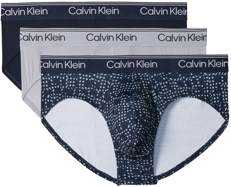 Calvin Klein Men HIP BRIEF 3PK BLUE (Shoreline/Cut Circles Shoreline/Mis) S