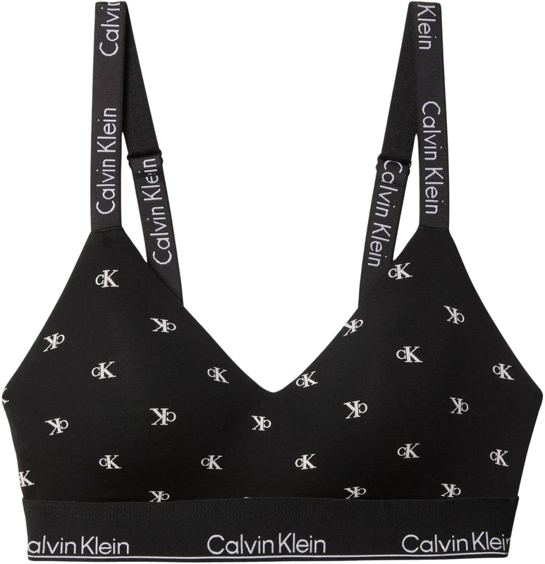Calvin Klein Women's Lghtly Lined Bralette LV00QF8504 Bralette, Black (Diamond Logo Black), XL
