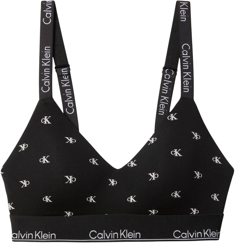 Calvin Klein Women’s Lightly Lined Bralette with Stretch Band, Black (Diamond Logo Black), 2XL - Image 1