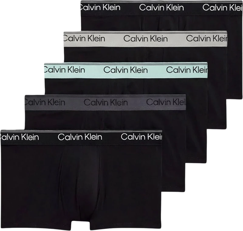 Calvin Klein Men LOW RISE TRUNK 5PK BLACK (Black Bodies w/Black/Light Cast/Fe) XS