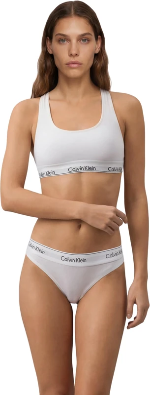 Calvin Klein Women's 2 Pack Bralettes with Logo Band, Multicolor (White/Cradle Pink), M