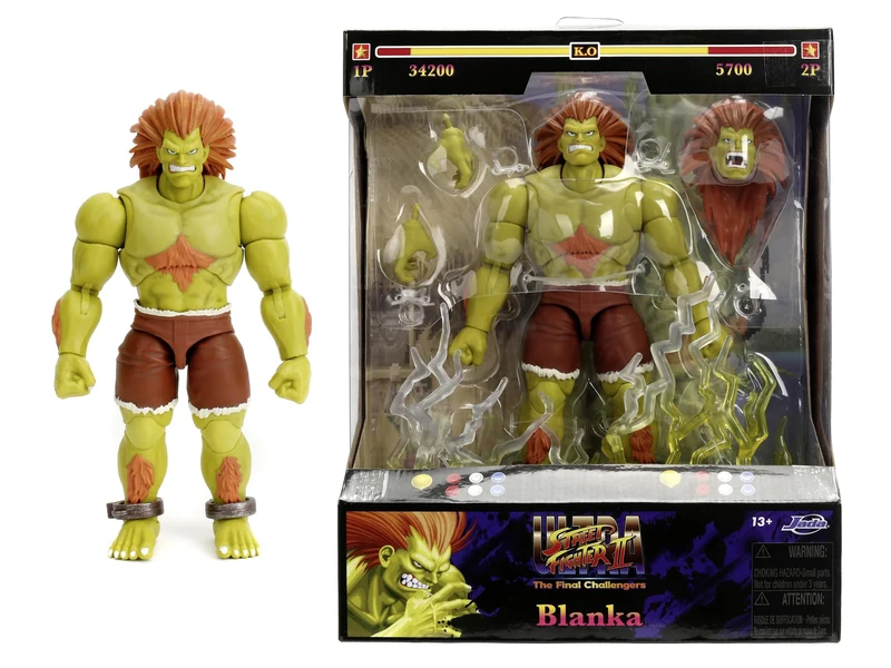 Jada Toys Street Fighter Blanka Figure (19 cm) - Movable Collectible and Action Figure from Street Fighter 2: The Final Challengers, with Alternative Head, Hands and Accessories, from 13 Years