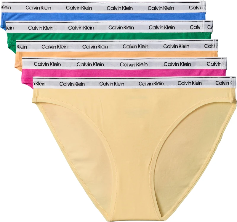 Calvin Klein Women BIKINI 5PK YELLOW (MARDI GRAS GREEN/RELAY GOLD/GOLDEN) XS