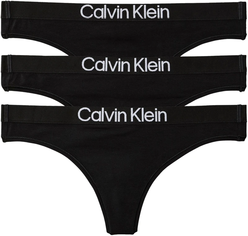 Calvin Klein Women THONG 3PK BLACK (BLACK/BLACK/BLACK) XS