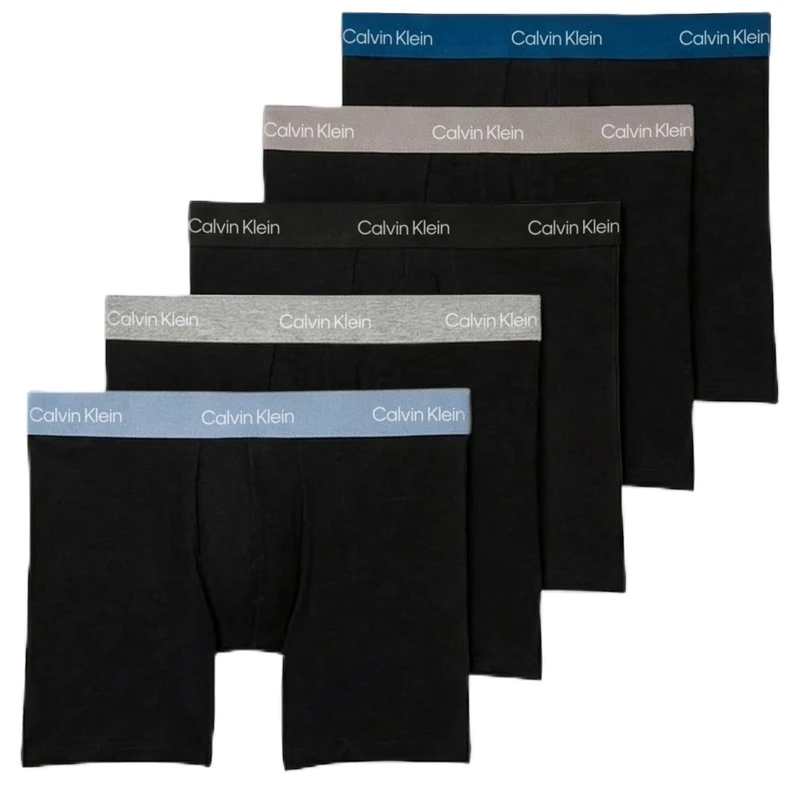 Calvin Klein Men Boxer Brief 5pk BLUE (BLK W CLASSIC BLUE WB/BLK W PORPOI) XS