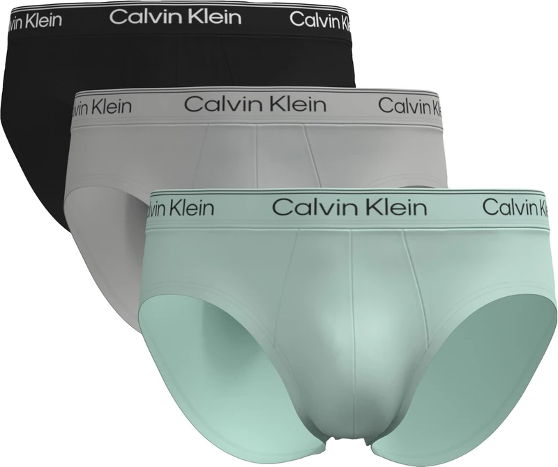 Calvin Klein Men HIP BRIEF 3PK GREEN (Black/Light Cast/Feel The Mint) XL