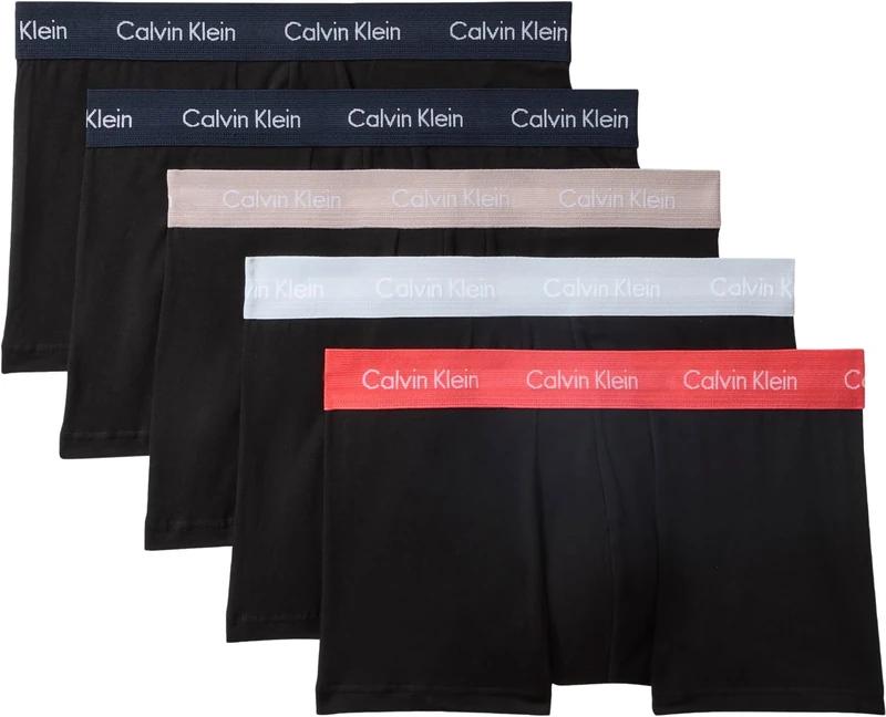 Calvin Klein Men Low Rise Trunk 5pk BROWN (BLK W SHRLN WB/BLK W FRESH TAUPE WB) M