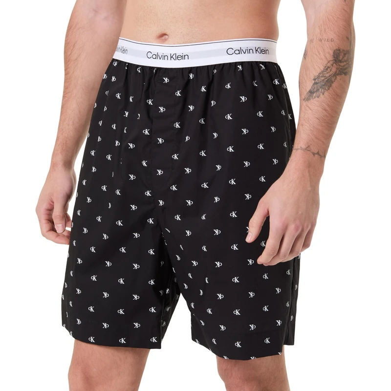 Calvin Klein Men's Sleep Short LV00NM2832 Shorts, Black (Diamond Logo Black), XL - Image 1