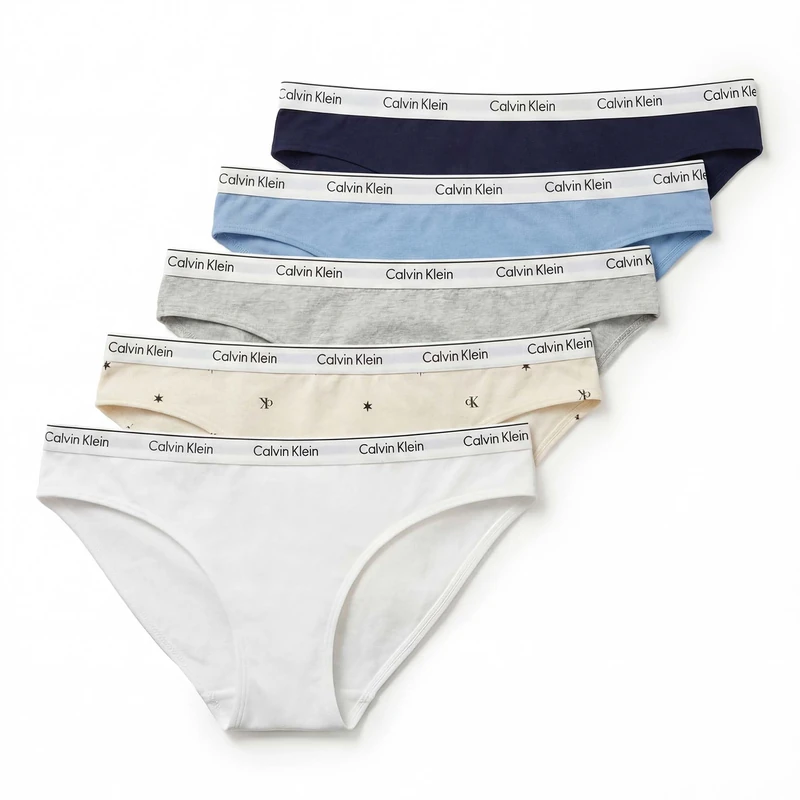 Calvin Klein Women BIKINI 5PK GREY (SHORELINE/BLUE DESCENT/GREY HEATH) M