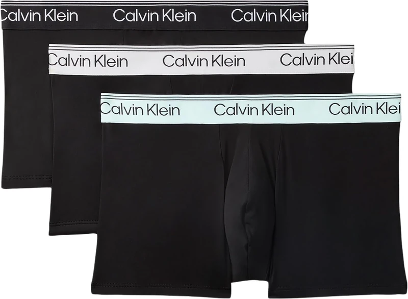 Calvin Klein Men’s 3 Pack Trunks Low Rise with Logo Waistband, Black (Black Bodies W/Black/Light Cast/Fe), XS