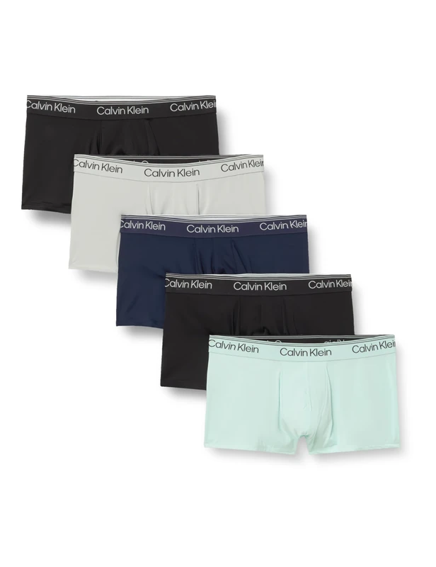 Calvin Klein Men LOW RISE TRUNK 5PK GREEN (Black/Light Cast/Feel The Mint/Shor) L