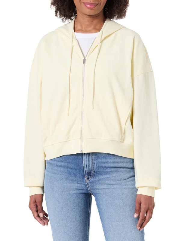 Calvin Klein Women's Full Zip Sweat Hoodie LV00QS7599 Sleep Top, White (Pear Sorbet), XL