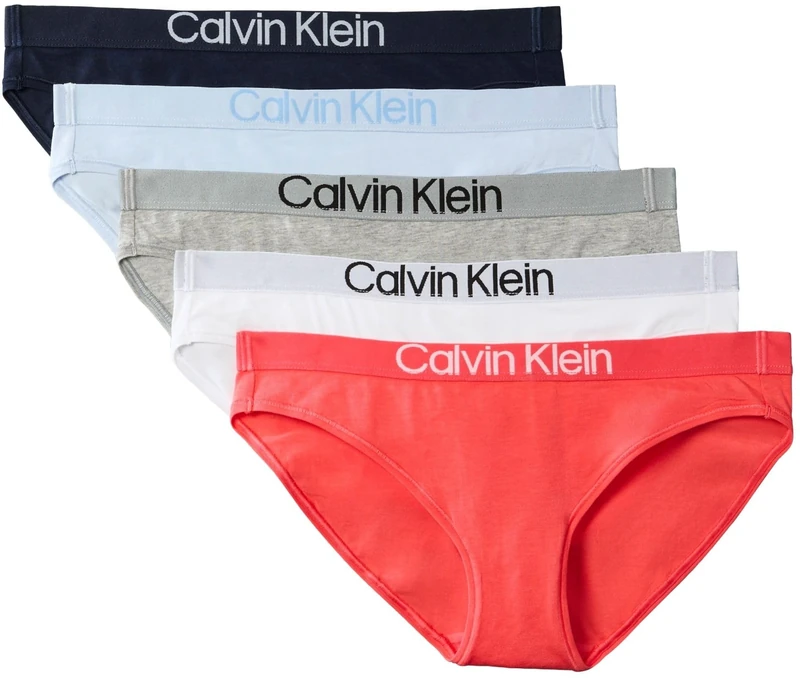 Calvin Klein Women BIKINI 5PK BLUE (SHORELINE/BREEZY BLUE/GREY HTR/C) XXL