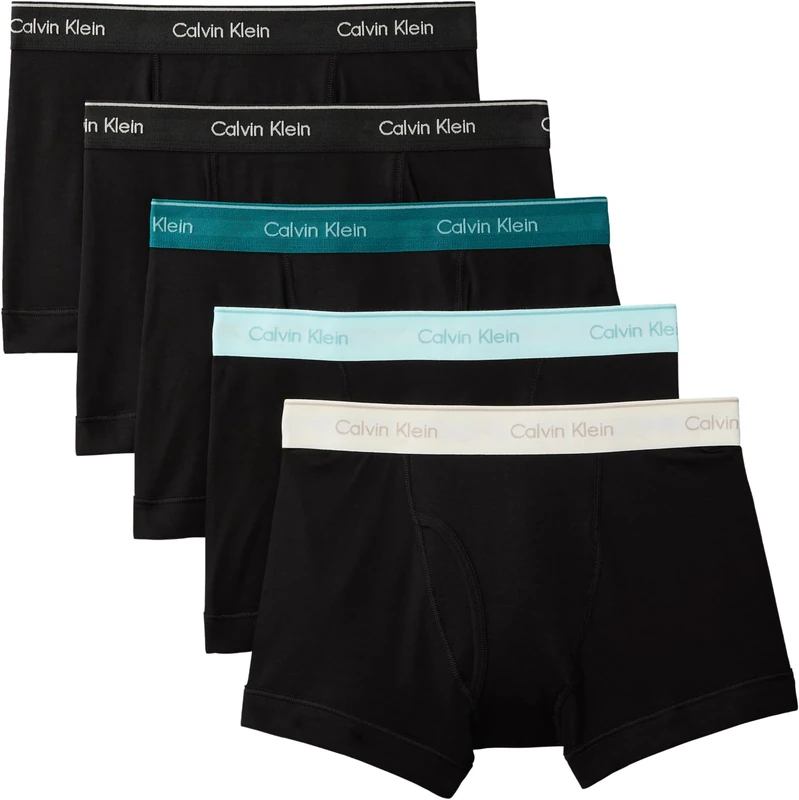 Calvin Klein Men TRUNK 5PK BLUE (Black Bodies w/Black/Niagara Falls) S