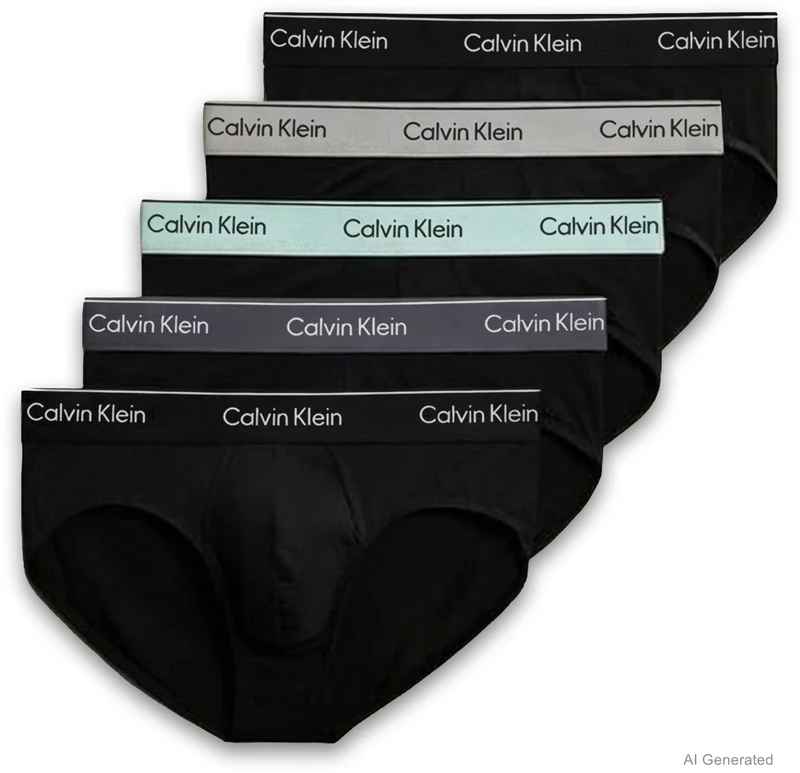 Calvin Klein Men HIP BRIEF 5PK BLACK (Black Bodies w/Black/Light Cast/Fe) XS