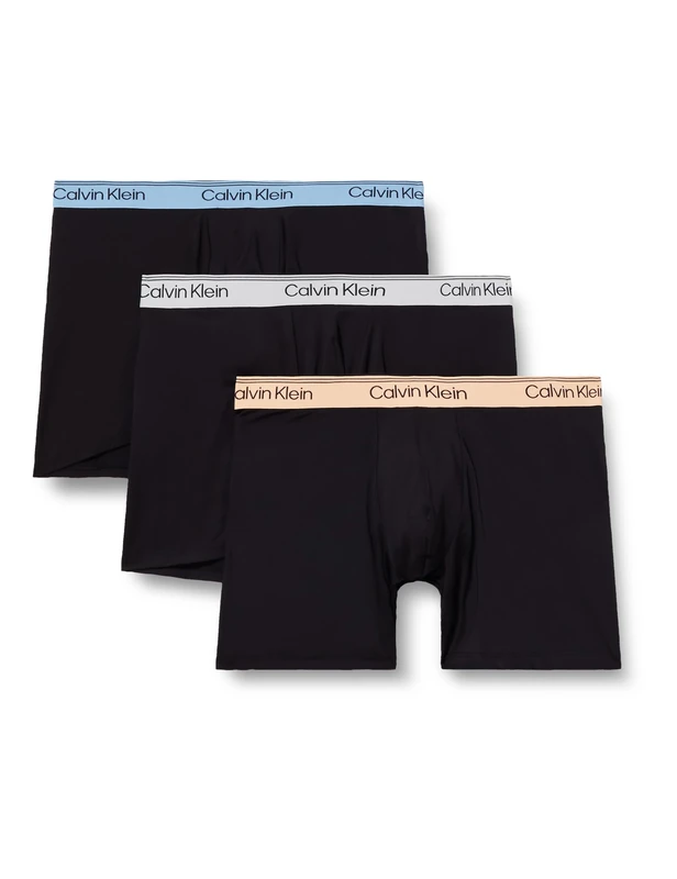 Calvin Klein Men's 3 Pack Boxer Briefs with Stretch, Black (Black Bodies W/Gulf Blue/Light Cas), L