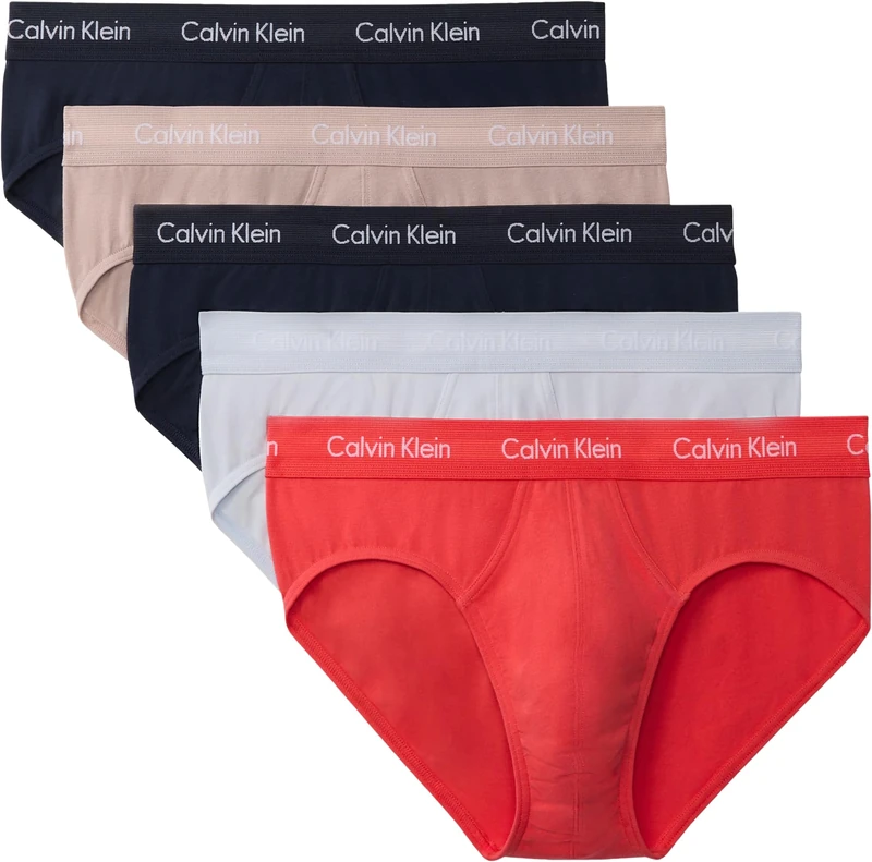 Calvin Klein Men HIP BRIEF 5 PK ORANGE (SHORELINE/FRESH TAUPE/CAYENNE/SH) M