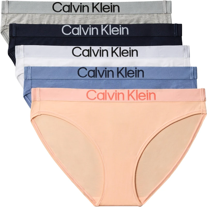 Calvin Klein Women BIKINI 5PK BLUE (SHORELINE/WHITE/GREY HTR/BLUE TU) 4XL