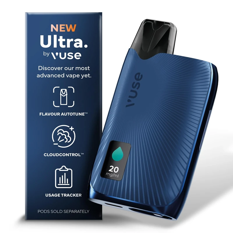 Vuse Ultra – Smart Vape with LED Display, Premium E-Cigarette Pod System, Flavour AutoTune, Cloud Control & MyVuse App for a Personalised Vaping Experience, Black - Image 1