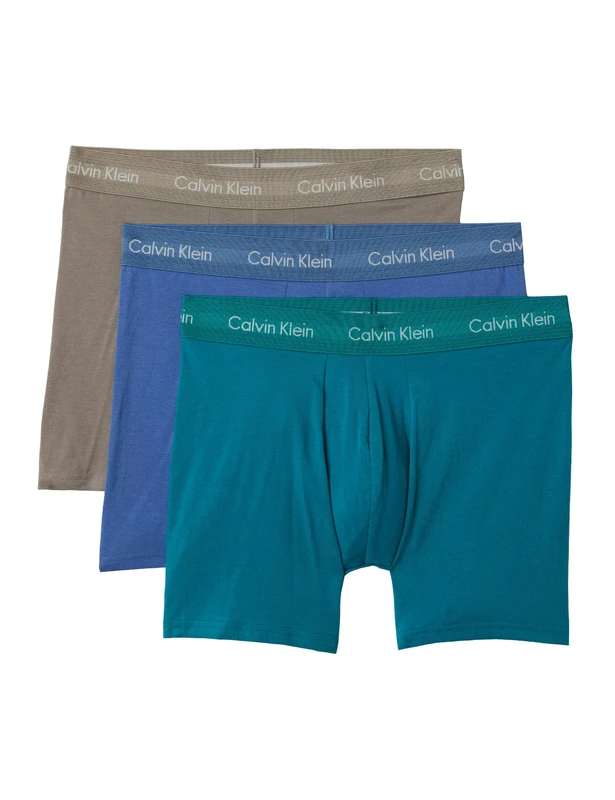 Calvin Klein Men’s 3 Pack Stretch Boxer Briefs, Multicolor (Driftwood/Moonlight Blue/Fanfare), XS