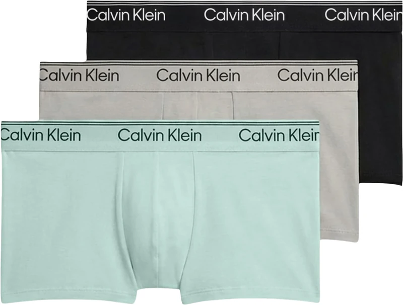Calvin Klein Men LOW RISE TRUNK 3PK GREEN (Black/Light Cast/Feel The Mint) XL