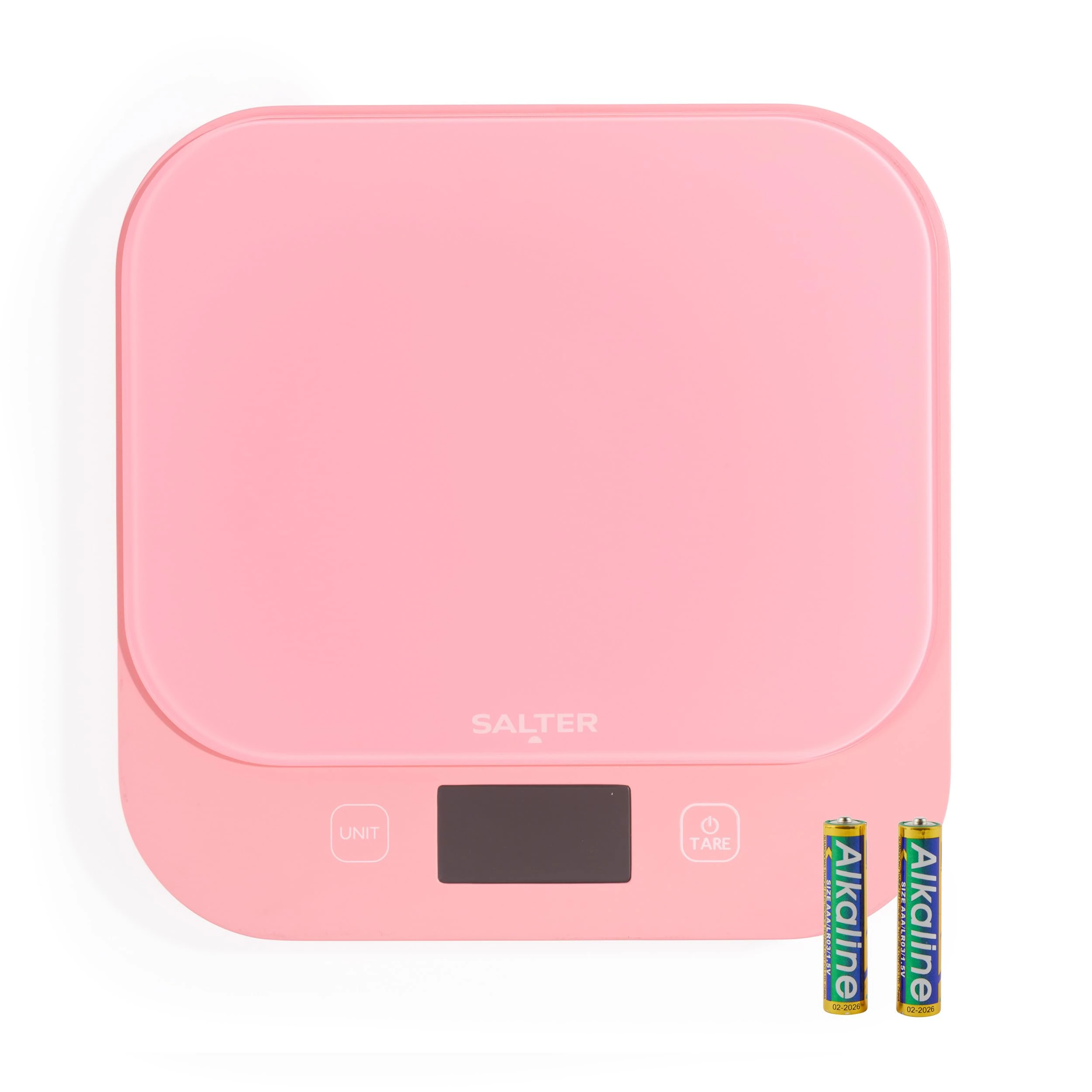 Salter British Bakes Digital Kitchen Scale – 10kg Capacity Baking Scale, Measure Liquids, Waterproof & Washable, Add & Weigh Tare Function, Tempered Glass Platform, 1g Precision, Backlit Display, Pink