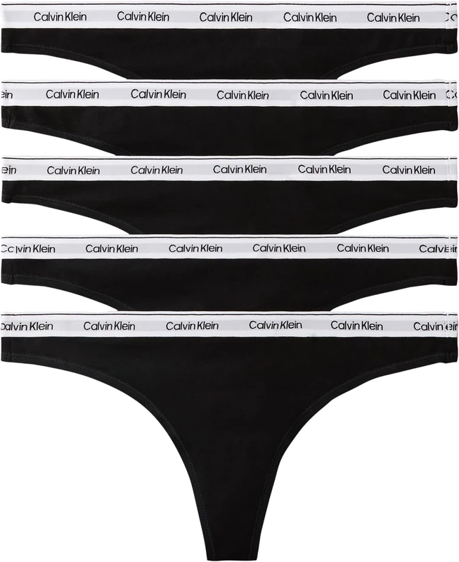 Calvin Klein Women THONG 5 PK BLACK (Black) XL