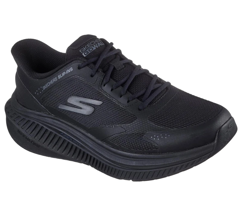 Skechers Men's Go Walk Max Cushioning Arch Fit Jaylen Slip-On Sneakers, Black Synthetic/Textile Trim, 11 UK