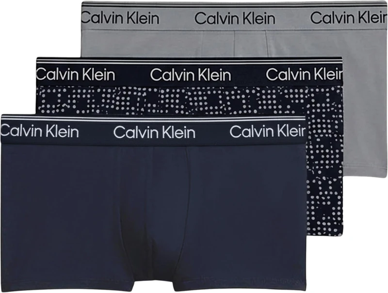 Calvin Klein Men LOW RISE TRUNK 3PK BLUE (Shoreline/Cut Circles Shoreline/Mis) XL