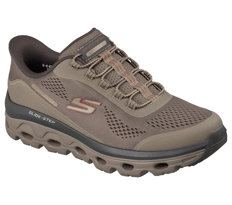 Skechers Men's Glide-Step Sole Glover Peak Sneaker, Taupe Textile/Synthetic/Trim, 7.5 UK