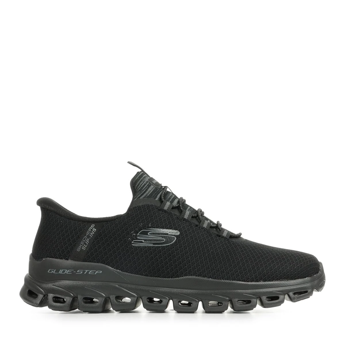 Skechers Men's Glide-Step Noxus Sneaker, Black Mesh/Pu, 8.5 UK