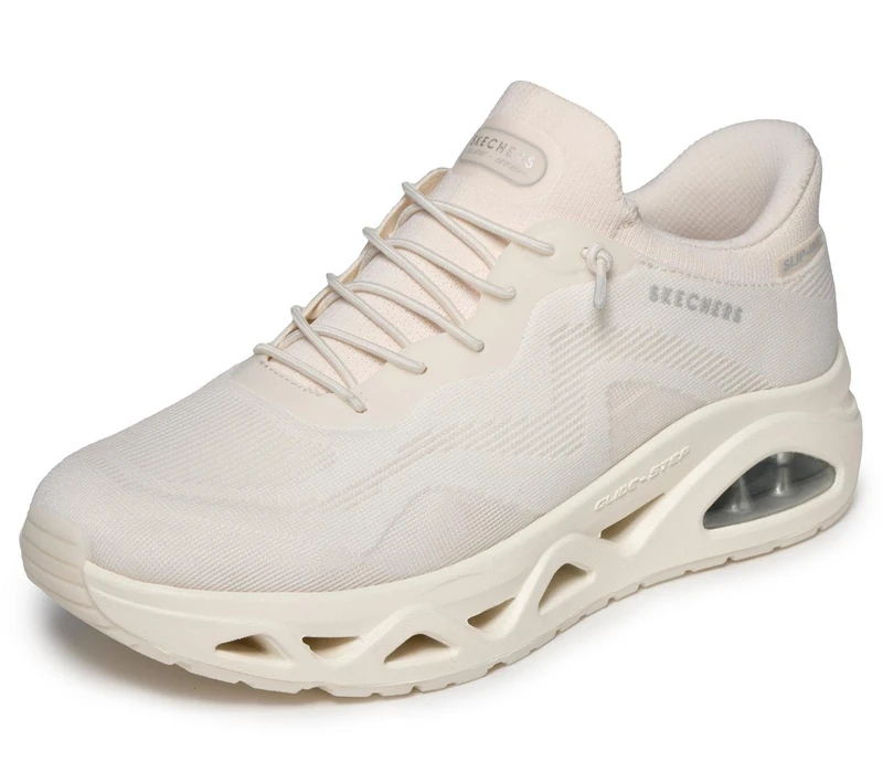 Skechers Women's Uno Glide-Step Air Gliders Sneaker, Off White Mesh, 6.5 UK
