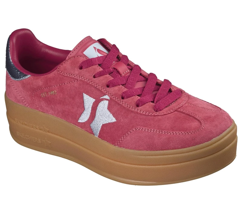 Skechers Women's Academy Hi Elevated Essence Sneaker, Red Leather/Blue Trim, 6.5 UK