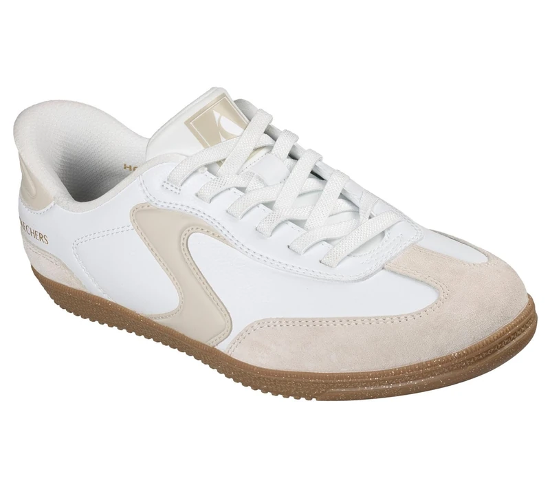 Skechers Women's Hotshot Perfect Choice Slip-On Sneakers, White Duraleather/Natural Leather/Trim, 5 UK