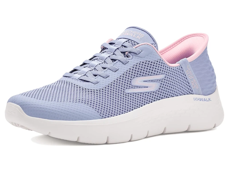 Skechers Women's Go Walk Flex Grand Entry Slip-On Sneakers, Periwinkle Textile/Pink Trim, 6 UK