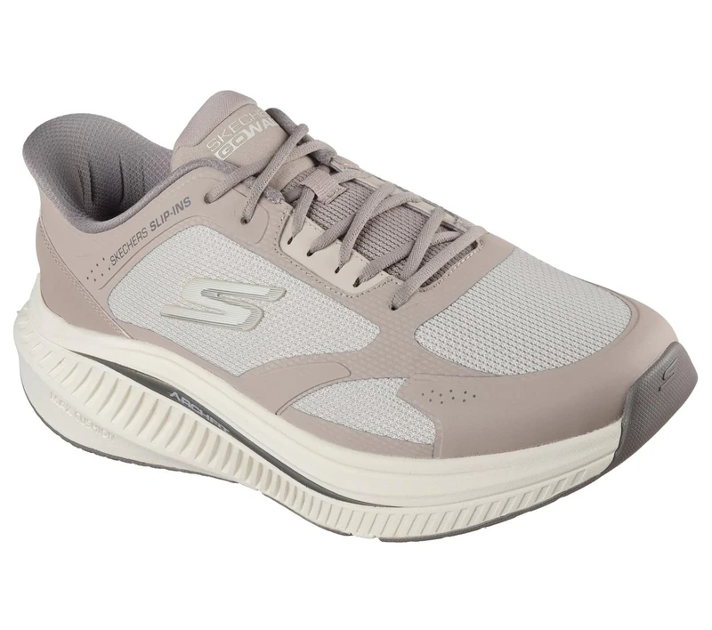 Skechers Men's Go Walk Max Cushioning Arch Fit Jaylen Sneaker, Taupe Synthetic/Textile Trim, 12 UK