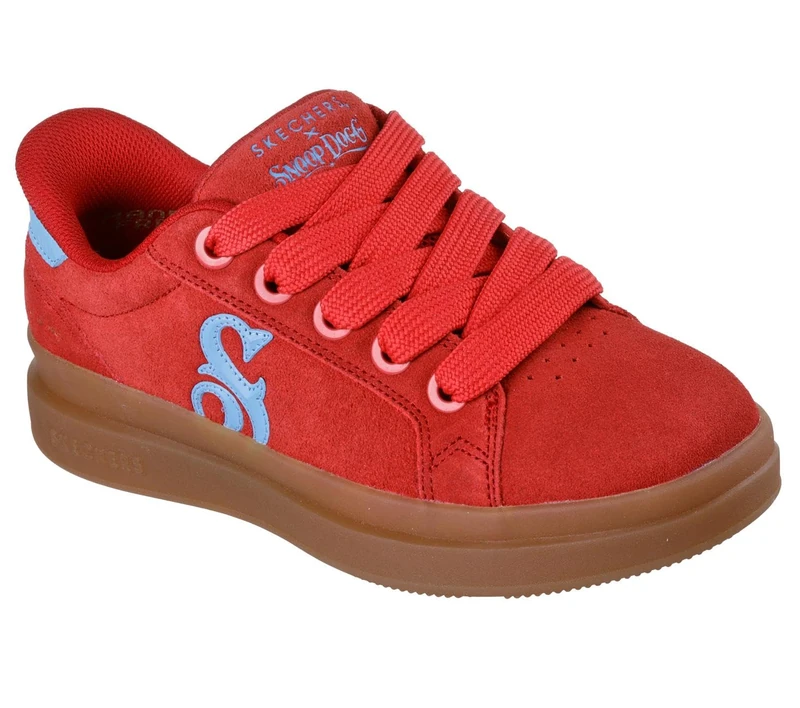 Skechers Women's Courtside Cali Girlz Sneaker, Red Suede/Blue Duraleather, 5.5 UK