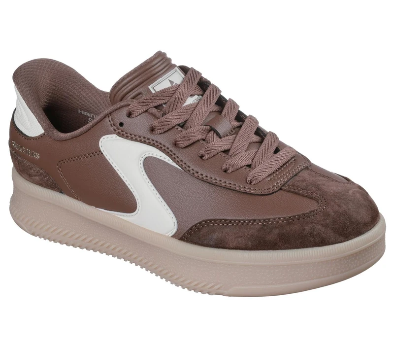 Skechers Women's Hotshot Hi Lifted Luxe Sneaker, Brown Duraleather/Leather/Trim, 9 UK