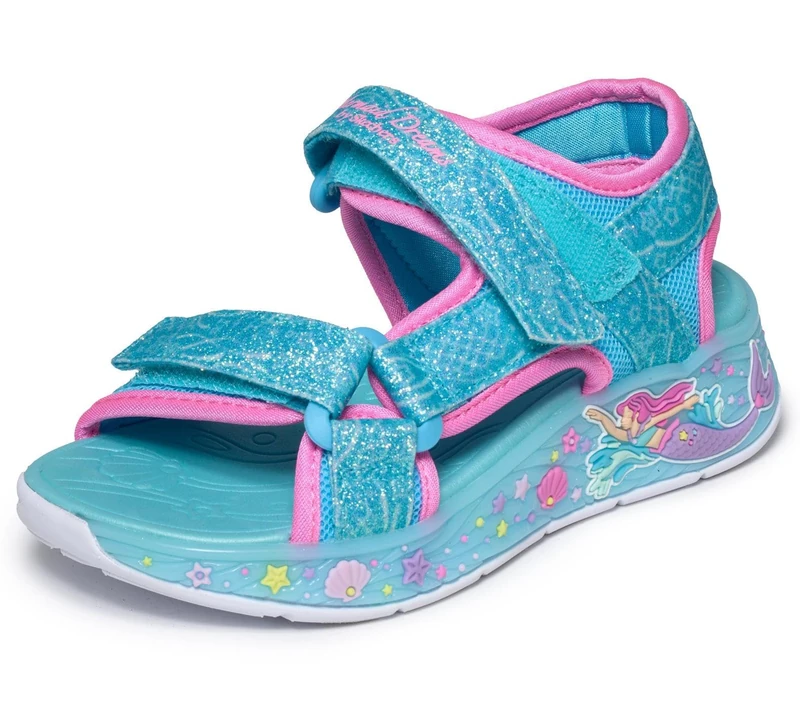 Skechers Girl's Mermaid Dreams Sandal Sneakers, Blue Sparkle Synthetic/Multi Trim, 9.5 UK Child