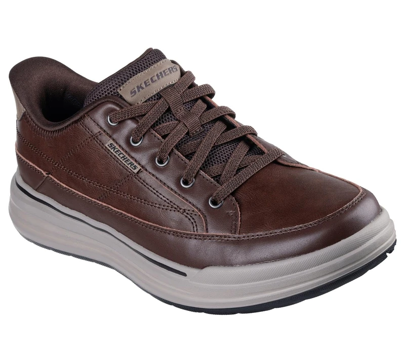 Skechers Men's Sterling Hansel Sneaker, Chocolate Leather/Synthetic, 11 UK