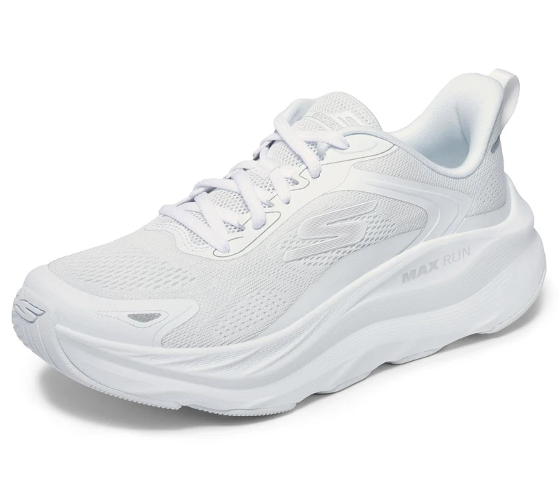 Skechers Women's Max Run Pacewave Trainers, White Synthetic/Trim, 5 UK