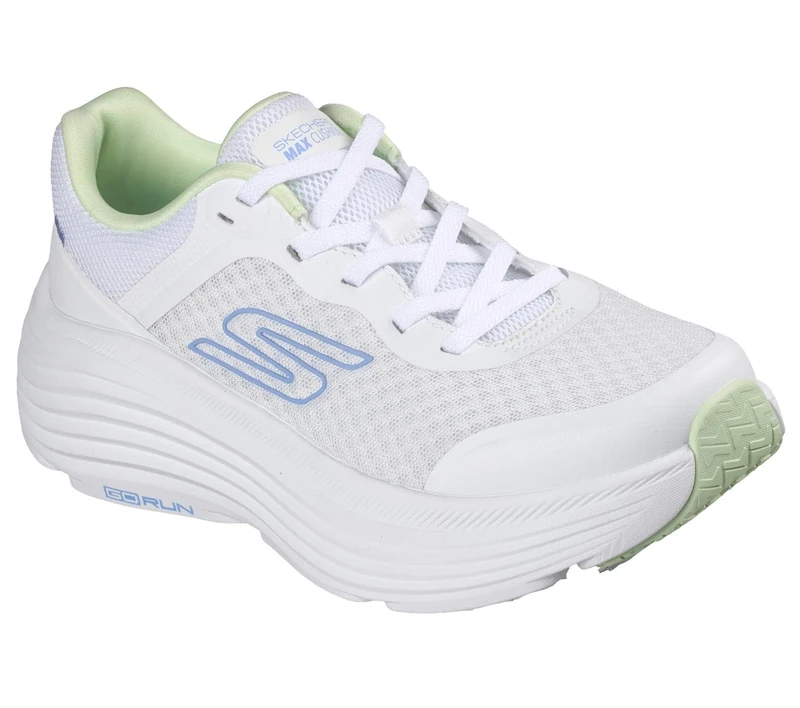 Skechers Women's Max Cushioning Endeavour Canova Sneaker, White Synthetic/Mint Trim, 6.5 UK