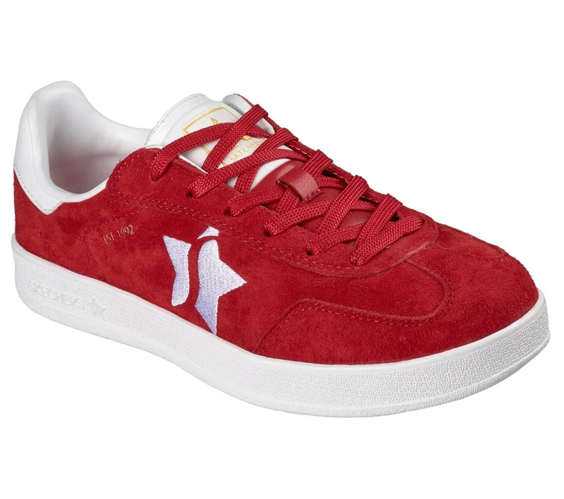 Skechers Women's Academy Court Charm Sneaker, Red Leather/Trim, 5 UK